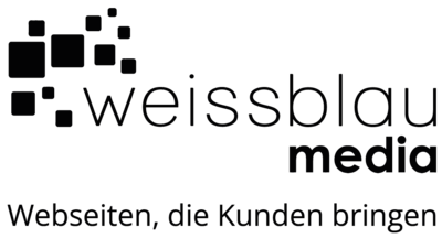 Logo weissblau media GmbH, Text und Slogan: Webseiten, die Kunden bringen