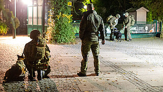 Bundeswehr explosive ordnance detection dogs practise at Hellabrunn Zoo